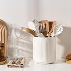 JIEMEI HOME Kitchen Utensil Holder, 7.2" Large Ceramic Stable Utensil Crock - Image 4