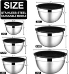 E-far Mixing Bowls with Lids, 12-Piece Stainless Steel Salad Bowls Metal - Image 2