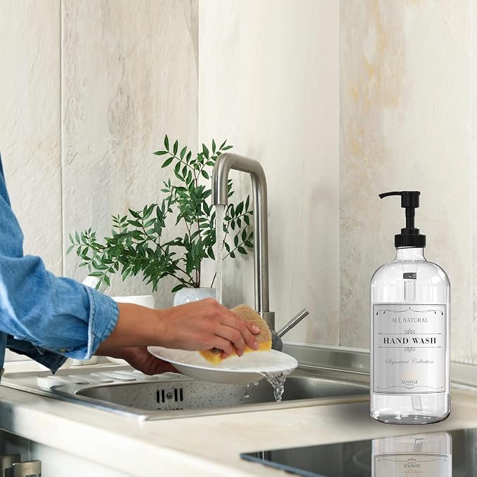 Sunrise Premium 16 OZ Clear Glass Soap Dispenser - Image 5