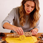 Wooden Embossed Rolling Pin for Baking & Crafts-Easy to Clean, Lightweight - Image 5