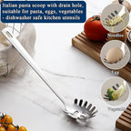Berglander Kitchen Ladle Spoon and Spaghetti Spoon Set 2 pieces, Pasta Spoon - Image 4