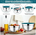 TeamFar Mixing Bowl Set of 5, Stainless Steel 4.5/3/1.5/1/0.7 QT Metal Nesting - Image 6