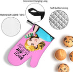 Funny Oven Mitts and Pot Holders Sets, Cute Pink Heat Resistant Oven Gloves and - Image 5