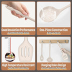 Silicone Kitchen Utensils Set, E-far 23 Pcs Khaki Cooking Utensils Tools - Image 2