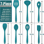 Silicone Cooking Utensils Set, E-far 7-Piece Blue Heat Resistant Kitchen - Image 5
