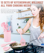 Kitchen Utensils Set-12 Pieces Silicone Cooking Utensils Set 392°F Heat - Image 7