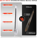 Grill Tongs - 12 Inch & 17 Inch Extra Long BBQ Tongs, Heat Resistant Stainless - Image 6
