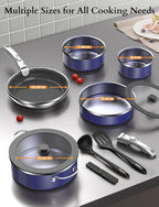 Pro DUXANO 12PC Nonstick Pots and Pans Set&Hybrid 3-Ply Stainless Steel Skillet - Image 11