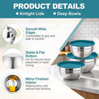 TeamFar Mixing Bowls, Stainless Steel Nesting Salad Bowls - Image 3