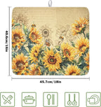 Sunflower Dish Drying Mat for Kitchen Counter Vintage Yellow Sunflowers - Image 2