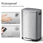 KdbK 13 Gallon Trash Can with Lid, 50L Fingerprint Proof Stainless Steel - Image 3