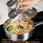 3 QT Saucepan with Lid, 3-Ply Stainless Steel Saucepan, Induction Compatible - Image 4