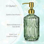 COHOSEGE 17 Oz Green Glass Kitchen Soap Dispenser - Image 2