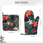 Tropic Hawaiian Hibiscus Flower Oven Mitts Pot Holders Set Silicone Heat - Image 3