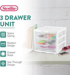 Sterilite 4-Pack 3 Drawer Unit, Stackable Plastic Organizer - Image 4