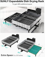 SUNLY Large Dish Drying Rack, Expandable Dish Racks - Image 3
