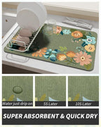 AMOAMI Coffee Mat Hide Stain Rubber Backed Absorbent Dish Drying Mat - Image 2