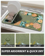 AMOAMI Coffee Mat Hide Stain Rubber Backed Absorbent Dish Drying Mat - Image 2