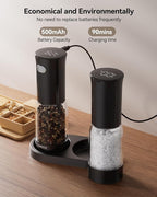 TOMEEM Electric Salt and Pepper Grinder Set – Rechargeable - Image 3
