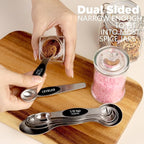 ChefAide Pack of 8 Stainless Steel Magnetic Measuring Spoons Set, Dual Sided - Image 4