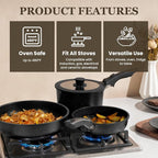 KIKCOIN Pots and Pans Set, 30 Pack Nonstick Cookware Set Detachable Handle - Image 4