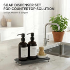 2 Pack Kitchen Soap Dispenser Set - 16oz Black Glass Dish and Hand Soap - Image 7