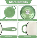 HaSteeL 2 QT Cast Iron Saucepan, Mini Enamel dutch oven - Image 6