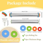 Adjustable Rolling Pin with 4 Thickness Rings - Image 2