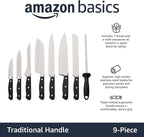 Amazon Basics 9-Piece High-Carbon Stainless Steel Kitchen Knife Set - Image 2