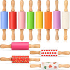 Mini Silicone Rolling Pin for Kids, Non-stick Surface Wood Handle, 9 Inch 12 by Honglida