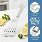 KSENDALO Thin Fish Spatula Stainless Steel -Flexible Slotted Egg Flipper - Image 3
