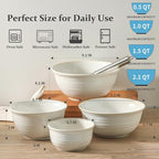 Hasense Ceramic Mixing Bowls, 2.1/1.5/1.0/0.5 Qt, Nesting Bowls - Image 2