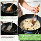HOWHONG Corner Spoon Wooden Cooking Utensil, Long Handle Acacia Wood Spoon - Image 5