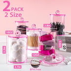 XIPENGKEJI 2 Pack Qtip Holder, Canister Apothecary Jar Set, Bathroom Jars - Image 2