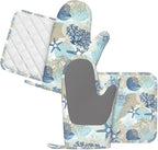 Nautical Coastal Oven Mitts and Pot Holders Set of 4 Silicone Starfish Seashell - Image 2