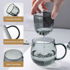 Glass Tea Cup with Infuser and Lid, 17.6oz/520ml Large Borosilicate Teacup - Image 3