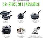 GreenLife Soft Grip Healthy Ceramic Nonstick 12 Piece Kitchen Cookware Pots and - Image 5