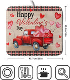 Valentine's Day Truck Dish Drying Mat 16x18 inch Love Heart Washable Absorbent - Image 2