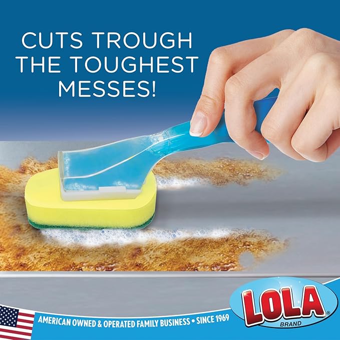 LOLA Dish Brush w/Soap Dispenser Wand, 1 Brush w/Head & 6 Refills, Absorbent - Image 3