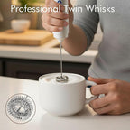 Rechargeable Milk Frother Handheld, 2-IN-1 Dual Spring Whisk Electric Frother - Image 3
