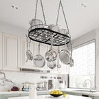 24.4” Metal Pot Rack Hanging, Oval Pan Rack Hanging - Image 9