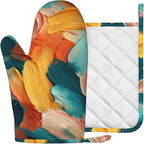 Abstract Oil Painting Heat-Resistant Oven Mitts and Pot Holder Kitchen Non-Slip - Image 2