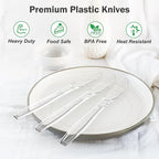 Dealusy 100 Count Extra Heavy Duty Clear Plastic Knives Disposable, Heat - Image 3