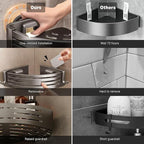 Voldra Corner Shower Caddy Suction Cup, 1 Pack Corner Shower Shelves No Drilling - Image 5