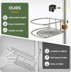 HAMITOR Corner Shower Caddy Tension Pole: 4-Tier Rust-Resistant Adjustable - Image 3