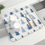 Winter Dish Drying Mat 16 x 18 Inch Blue Tree Dish Drying Pad Absorbent - Image 8