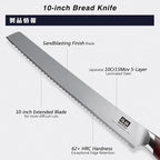 SHAN ZU 10 Inch Bread Knife, Razor Sharp Sourdough Slicing Knife, Japanese High - Image 3
