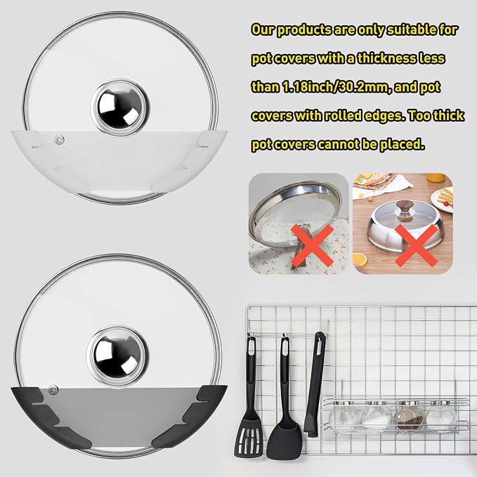 Universal Pot Lid Organizer for Cabinet, Fits 6" to 13.5" - Image 4