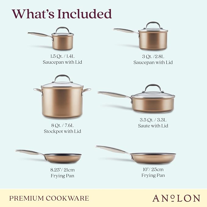 Anolon Ascend Hard Anodized Nonstick Cookware/Pots and Pans Set - Image 2
