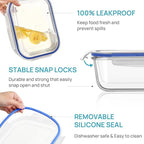 Vtopmart 2Pack 2260ml/ 76.4oz Large Glass Storage Containers - Image 6